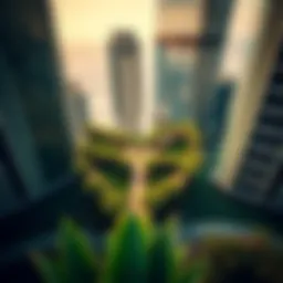 Aerial view of Dubai's Sky Gardens showcasing lush greenery amidst skyscrapers.