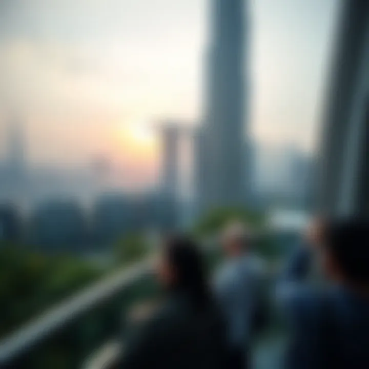 Visitors Enjoying the Sky Garden Visitors enjoying the lush landscapes of a Sky Garden.