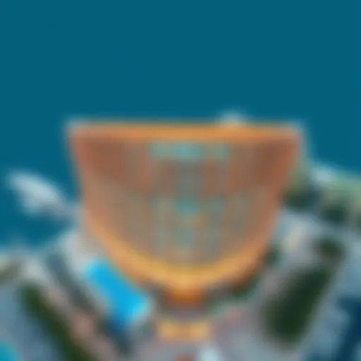 Aerial view of Tip Top Marina Mall showcasing its unique architectural design