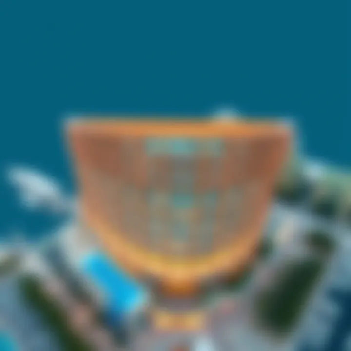 Aerial view of Tip Top Marina Mall showcasing its unique architectural design