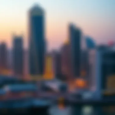 Dubai cityscape with iconic buildings