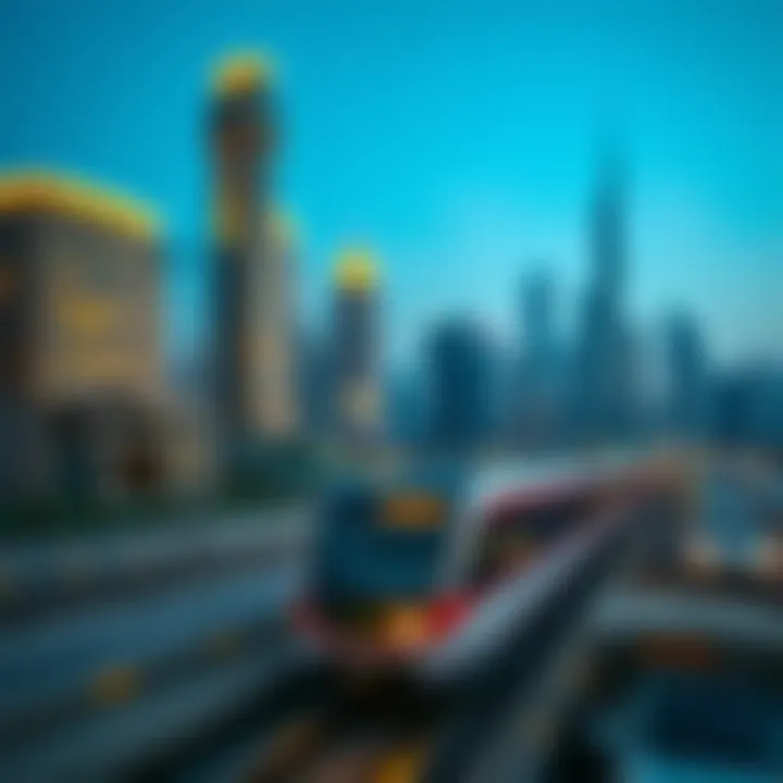 Dubai Skyline with Metro Dubai skyline with metro