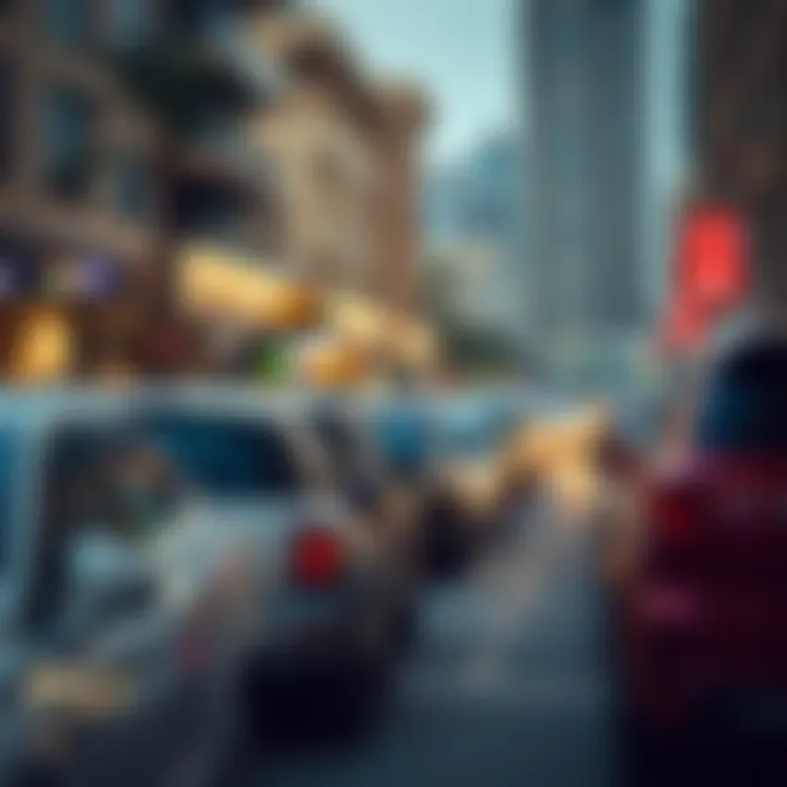 Active Urban Parking Scene in Dubai A bustling street in Dubai with parked cars