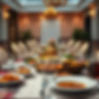 Traditional Iftar Table A beautifully arranged iftar table with traditional dishes.