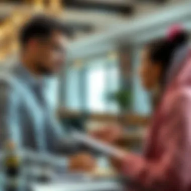 Real Estate Discussion A close-up of a real estate agent discussing terms with a client.