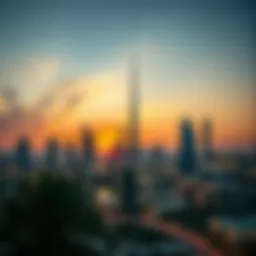 Stunning skyline view of Dubai at sunset