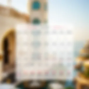 A calendar marking public holidays in the UAE.