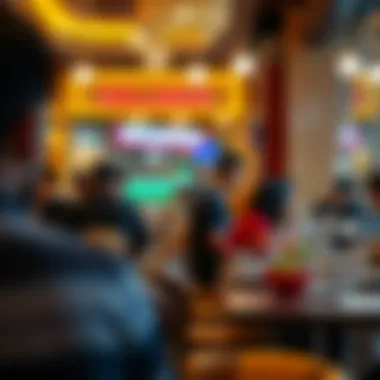 Engaged Diners in a Dynamic Setting Customers enjoying a meal in a lively dining atmosphere